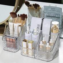 Acrylic Organizer With 3 And 4 Compartments For Makeup And Cosmetics Multipurpose - Clear - View 9