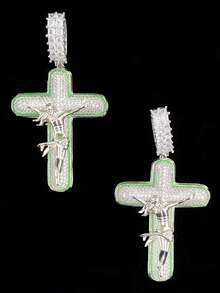 DUBSS 男士镶钻耶稣十字架夜光项链吊坠，5A级立方氧化锆嘻哈饰品 - Cross - 查看 3