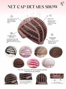 Peluca sintética de 12 pulgadas con ondas cortas y efecto ombré en púrpura, con flequillo, apta para uso diario, fiestas y cosplay - Ombre Púrpura - Ver 11