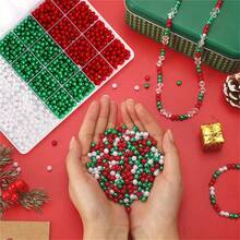100/300/500pcs 6mm Acrylic Red, Green, And White Christmas Beads, Used For Jewelry Making DIY Round Beads, Perfect For Holiday Parties, Christmas Themed Decorations, Necklaces, Bracelets, Earrings, And DIY Decoration Kits To Decorate Beads