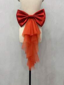 1 chiếc thắt lưng satin trắng trang trí nơ với dải ruy băng lưới bất đối xứng, phụ kiện ngày Valentine - Nhiều màu - Xem 32