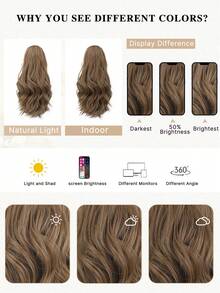 Ponytail Extension - Clip In Ponytail Hair Extensions, Curly Wavy Pony Tails Hair Extensions, Synthetic Claw Clip Ponytail Extension For Women ﻿ - Multicolor - View 9