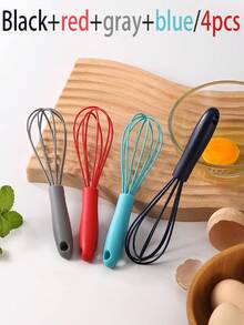 1pc/4pcs Mini Silicone Whisk - Ideal For Adults - Great For Mixing, Whipping, Stirring And Blending - Essential Baking Tool And Kitchen Gadget - Back To School Supplies - Suitable For Chocolate, Eggs, Cream, Butter - Multicolor - View 12