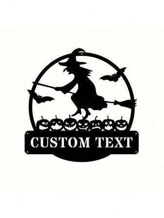 1pc Custom Metal Sign For Halloween, Personalized Name, Metal Wall Art, Handmade Gift For Family, Halloween Door Metal Sign Laser Engraving CUSTOMIZED