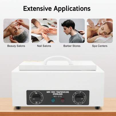 Aohuada 300W Heat Sterilizer 1.5L Mini Dry Heat Sterilizer Cabinet High Temperature Cleaning Box With Timer For Nail Spa Pedicure Hairdressing Metal Tools