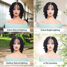 DWNSEN 14 Inch Summer Breathable Short Wig Fancy Hair Full Lace Short Passion Twist Wig With Baby Hair Lace Front Knotless Braided Twist Wig For  Women (Natural Black) - Black - View 11
