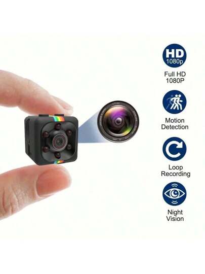 Mini HD Nanny Cam Night Vision, Motion Detection Loop Recording 1080P Full Indoor Security Camera, USB Rechargeable, Display, Wand Mountable Home Surveillance, Portable Surveillance Discreet Camera Circular Lens Cameras