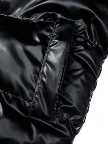 Cappotto imbottito da uomo con cappuccio, cappotto imbottito lucido, abbigliamento esterno stile vintage americano, alta strada, polsini con chiusura lampo, antivento, nuovo cappotto imbottito autunno/inverno