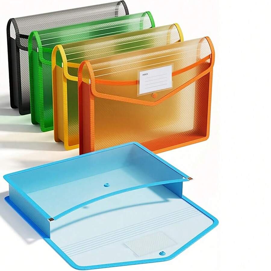 可扩展塑料文件袋,带按扣式透明信封袋,无分隔页,大容量,多种颜色可选,适用于 A4/Letter 尺寸(颜色随机) - 彩色 - 查看 1