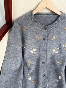 3D Embroidered Knit Cardigan, New Design Heavy Sweater Jacket For Autumn/Winter - Grey - View 2