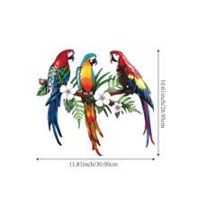 [Charming Iron Parrot Sculpture] 11.81" Iron Metal Parrot Wall Art - Charming Sculpture For Indoor & Outdoor Decor - Living Room, Patio, Or Balcony