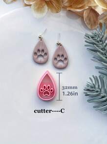 Animal Polymer Clay Cutters, Dog Paw Love Clay Earring Cutter For Polymer Clay Jewelry Making, Polymer Clay Stud Earring Stamp Making Tool, Clay Jewelry Making Kit, Clay Earring Molds, Made By PLA, DIY Earring Gift - Pink - View 18