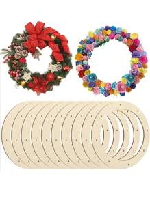 1 Stück Holzkranz Rahmen mit vorgefertigten Löchern, vielseitig verwendbarer unbehandelter Holzkranz zum Erstellen schöner Blumenarrangements, Heimdekoration, Weihnachts- und Osterbasteleien, Weihnachtsdekoration, Raumdekoration Winter