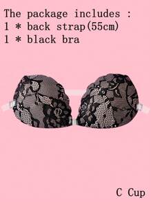 ideaCCSZ 1件/2件/3件装蕾丝隐形提拉胸贴，硅胶材质，前扣后绑带设计，可重复使用，适合比基尼和无肩带晚礼服 - 黑色 - 查看 13