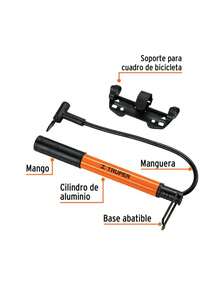 TRUPER Mini Hand Bike Pump, 60 PSI - Orange - View 2