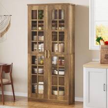 LITTLE TREE 68.9" Tall Storage Cabinet With Doors, Kitchen Pantry Cabinet With Adjustable Shelves, Kitchen Cupboard Food Pantry Floor Storage Cabinet For Living Room, Bathroom, Office, Rustic Brown - 質樸棕色 - 查看 13
