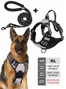 High Reflective Dog Harness Leash Collar Set, Adjustable Padded Dog Vest, Reflective Non-Obstructive Pet Oxford Vest With Front & Back Easy Control Handles, Comfortable, No-Choke Design Pet Vest Leash Collar Set - Ideal Choice For Outdoor Adventure, Multiple Sizes - Suitable For Small, Medium And Large Pets (If In Doubt Between 2 Sizes, Opt For The Larger Size As It Can Be Adjusted)