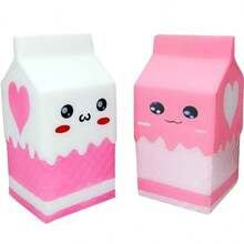 1/2Pcs Simulation Milk Squishies Toys Decompression Toys For Children Resilience And Slow Carton Toy Relaxation Toy Pink Bottle Squeeze Pressure Relief Toys - Multicolor - View 1