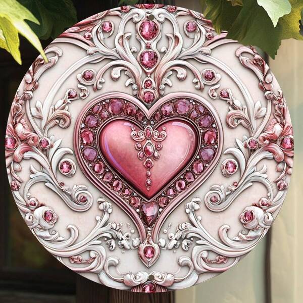 1 pièce Oeuvre murale vintage en forme de cœur, Plaque métallique ronde de 8x8 pouces pour la maison, le bureau, le bar, la décoration de la cuisine - Sans pile, sans électricité, idéal pour la Saint-Valentin, Pâques, la Saint-Patrick, le Ramadan - Cadeau parfait pour les amis