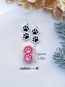 Animal Polymer Clay Cutters, Dog Paw Love Clay Earring Cutter For Polymer Clay Jewelry Making, Polymer Clay Stud Earring Stamp Making Tool, Clay Jewelry Making Kit, Clay Earring Molds, Made By PLA, DIY Earring Gift - Pink - View 7