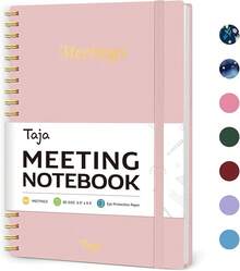 Taja - Cuaderno de reuniones para organización del trabajo, planificador de trabajo con elementos de acción, agenda para tomar notas, 160 páginas (17.5cm x 25.1cm), planificador de proyectos para - rosado (C. rosa) - Ver 12