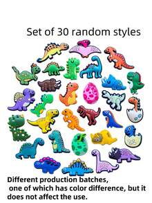 30 sztuk zawieszek do butów "Dinozaur World" – akcesoria do dekoracji obuwia z PVC, do chodaków, jigów, zjeżdżalni i sandałów – dla chłopców i dziewcząt – idealne na Boże Narodzenie, urodziny i jako upominki na przyjęcia