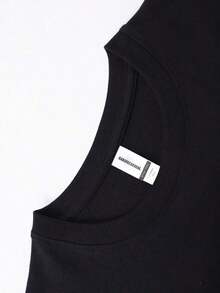 Fashion Men's And Women's Summer-Shirt, Simple Letter Print, 180g Pure Black And White Packaging - Regular Fit, Comfortable Stretch, Suitable For Daily Travel And Casual Wear - Black - View 4