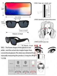 2pcs Classic Square Plastic Frame Fashion Glasses Set Rectangular Shape Shades - Grey - View 3