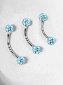 1/6pcs Shiny Crystal Ball Eyebrow Ring, Tongue Ring, Earring, Lip Ring 16G Stainless Steel 6mm 8mm 10mm 12mm 14mm 16mm Body Piercing Jewelry, Suitable For Daily Wear - Coated Drill Ball - View 7