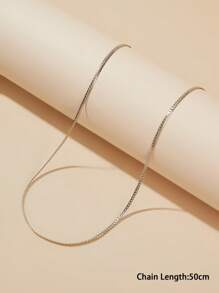 1pc Extremely Simple Stainless Steel Thin Chain Men's Necklace Suitable For Daily Wear