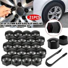 2Set (21pcs/Set) 17mm Black Gloss Alloy Wheel Nut Bolt Covers Caps Universal Set For Any Car - Black - View 1