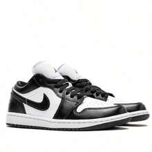 Nike Jordan 1 Low SE Homage 女款运动鞋，拼接设计，荔枝纹皮革，白色/黑色，DR0502-101 - 黑白 - 查看 4