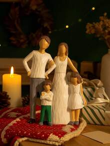 Bộ tượng gia đình bằng nhựa - Tượng cha mẹ và con cái, trang trí nhà cửa, tư thế đọc sách và đứng, quà tặng ngày lễ, thích hợp cho phòng trẻ em, phòng khách hoặc tiền sảnh. - Nhiều màu - Xem 4