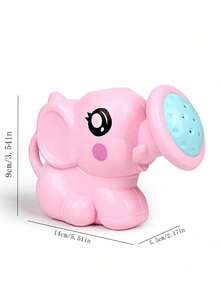 1个卡通大象浇水壶洗澡玩具 - 粉色/蓝色，适合18个月以上儿童，0-6岁儿童洗澡和沙滩玩具