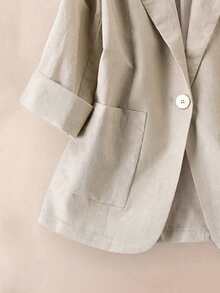 Women's Casual Linen 3/4 Sleeve Blazer Jacket, Spring/Autumn
