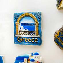 1pc Resin Santorini, Greece Dreamy Fridge Magnet, Athens Travel Souvenir Home Office Storage Cabinet Decor, Meaningful Creative Gift - Multicolor - View 9