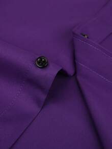 Men's Stretch Business Casual Shirt - Wrinkle-Free & Easy Care With Black Buttons | Comfort Formal & Daily Wear - 紫色 - 查看 6