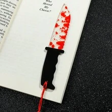1/6 件血腥恐怖亚克力水晶刀书签血腥恐怖礼物送给朋友万圣节礼物复活节礼物送给男士女士