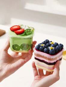 10/20/50pcs Square Mousse Cake Box, Tiramisu Dessert Packaging, Cake Shop Display Trifle Cup 300ml - Clear - View 4