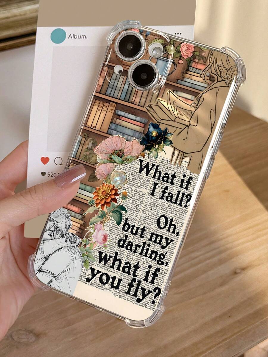 Funda de teléfono premium compatible con iPhone 11/12/13/14/15/16 Pro Max, estilo vintage, con patrón de chica de café y lema, transparente, antideslizante, resistente a caídas y arañazos, regalo de primavera, versión internacional, no la versión nacional - Multicolor - Ver 1