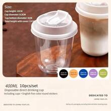 10pcs 20Pcs 50pcs/Set 360/400/420/500/520ml Plastic Drinking Cups With Lids Disposable Cups For DIY Iced Coffee Smoothie Cold Drinks Thick Direct Drinking Cup Milkshake Hot Coco Birthday Party Supplies With Random Kawaii Sticks