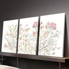 Bộ 3 tranh canvas in họa tiết hoa tối giản màu hồng, phong cách Bắc Âu Bohemian, thích hợp trang trí phòng khách, phòng ngủ, văn phòng, hành lang. - Hồng - Xem 15