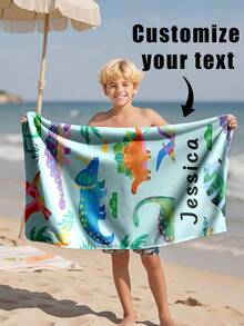 1pc Customized Text Bath Towel Beach Towel, 240GSM, Personalized Towel, Kids Towel, Pool Towel, Bathroom Towel, Holiday Gift, Beach Towel, Outdoor Travel, Beach Essential, Beach, Pool, Bathroom, Swimming Hall