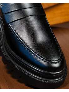 Men's Casual Loafer Shoes Stitched Piettro Work Events Comfortable + Wallet And Belt Father's Day - màu đen - Xem 6