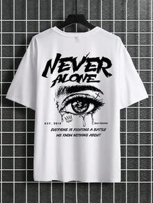 Manfinity Men's Printed Drop Shoulder T-Shirt - 軍綠色 - 查看 2