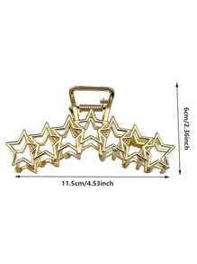 1pc Minimalist Chic Large Metal Star Hair Claw Clip, High-End Hollow Big Hair Claw For Ponytail, Five-Pointed Star Hair Accessory For Party, Travel, Vacation, Fashion, Versatile, Great Gift For Mother's Day, Easter, Back To School, Thanksgiving, School Stuff, College - Gold - View 4