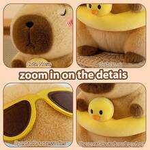 Capybara Plush 12" Pool Party Capybara Stuffed Animal Kawaii Duck Floatie & Sunglasses Wearing Cute Capybara Toy, Ultra Soft Hugging Gift For Kids, Girls, Boys