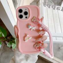 Einhorn Handyhülle, Makronen Handyhülle + Handgelenksschlaufe Handyhülle, kompatibel mit iPhone 17 Pro Max/16 Pro Max/15 Pro Max/14 Pro Max/13 Pro Max/12 Pro Max/11 Pro Max/XS Max/7/8 Plus, OPPO, VIVO, Honor, Transsion Handys, wasserdicht, stoßfest, kratzfest - Pink - Übersicht 5