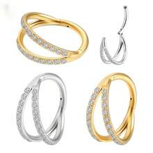 Argola Dupla de Piercing Dubhe com Zircônias - Feito em Titânio, Seguro para Pele Sensível - Kit 2-Prata - Visão 7