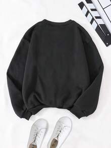 1pc Unisex Customizable Text Black Hoodie, Suitable For Casual Everyday Wear And Halloween Theme Personalization, Fits Halloween And Casual Occasions - Black - View 3